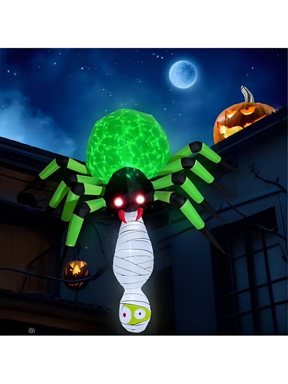 7FT Inflatable Spider Halloween Decorations Outdoor with Mummy Blow Up